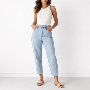 Poetry High Rise Cropped Tapered Jeans Light Wash Denim Size 10